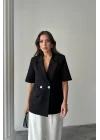 Siyah Kısa Kollu Blazer Ceket