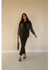 Siyah Kot Garnili Ceket
