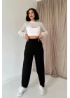 Füme Pensli Lastik Detaylı Pantolon
