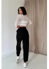 Füme Pensli Lastik Detaylı Pantolon