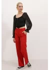 Siyah Şifon Önü Fermuarlı Bluz 0496