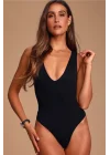 Siyah Sırt Dekolte Ipek Jarse Bodysuit