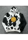 Smiley Face Kapüşonlu Sweatshirt - Siyah