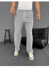 Su Yolu Çizgili Cepli Pantalon - Gri