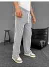 Su Yolu Çizgili Cepli Pantalon - Gri