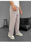 Su Yolu Çizgili Cepli Pantalon - Kahverengi