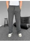 Su Yolu Çizgili Cepli Pantalon - Siyah