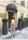 Su Yolu Çizgili Kolay Kombinle Ne Bilir Cepli Pantolon - Bordo