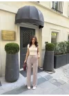 Su Yolu Çizgili Kolay Kombinle Ne Bilir Cepli Pantolon - Bordo