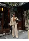 Süet Gömlek Palazzo Pantolon İkili Takım - Bej