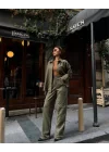 Süet Gömlek Palazzo Pantolon İkili Takım - Haki