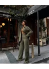 Süet Gömlek Palazzo Pantolon İkili Takım - Haki