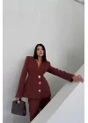 TASARIM CEKET-PANTOLON TAKIM METAL DÜĞME DETAYLI - Kahverengi