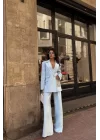 TASARIM ETİKET DETAYLI CEKET - PANTOLON TAKIM - Bebe Mavi