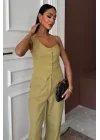 Tek Omuz Büstiyer Plazzo Pantolon Viscon Takım 10159
