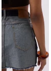 Ters Detay Denim Mini Etek