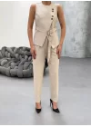 Ti̇na Asi̇metri̇k Keten Yelek Pantolon Takim