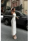 Trisha Sırt Dekolteli Keten Elbise 2496-20 ELBİSE