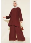 Tunik Pantolon Alt Üst Takım 6663 - Bordo
