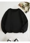 Üç İplik Biskilet Yaka Basic SweatShirt - Siyah