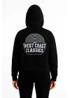 Üç İplik Kapüşonlu Ön Ve Arka Baskılı SweatShirt Hoodie - Siyah