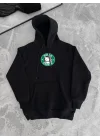 Üç İplik Penye Uzun Kol Kapşonlu SweatShirt - Siyah