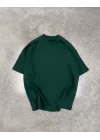Unisex Basic Bisiklet Yaka Oversize T-Shirt - Haki
