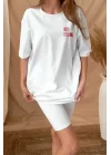 Unisex Baskılı Oversize T-Shirt - Beyaz