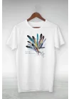 Unisex Baskılı Oversize T-Shirt - Beyaz