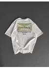 Unisex Baskılı Oversize T-Shirt - Beyaz