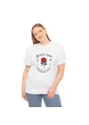 Unisex Bisiklet Yaka Baskılı T-Shirt - Beyaz
