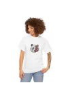 Unisex Bisiklet Yaka Baskılı T-Shirt - Beyaz