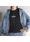 Unisex Bisiklet Yaka Baskılı T-Shirt - Siyah