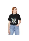 Unisex Bisiklet Yaka Baskılı T-Shirt - Siyah