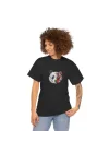 Unisex Bisiklet Yaka Baskılı T-Shirt - Siyah
