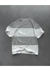 Unisex Bisiklet Yaka Parçalı T-Shirt - Gri