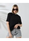 Unisex Bisiklet Yaka Slim Fit T-Shirt - Siyah