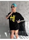 Unisex Nakış İşlemeli T-Shirt - Siyah