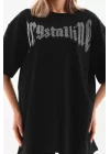 Unisex Taş Desenli Oversize T-Shirt - Beyaz