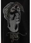 Unisex Taş Desenli Oversize T-Shirt - Siyah