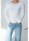 Uzun Kol Örme Body - Beyaz