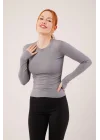 Uzun Kollu Basic Gri Bluz