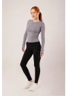 Uzun Kollu Basic Gri Bluz
