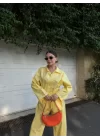 Uzun Kollu Yakalı Gömlek Pantalon Takım- Sarı