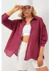 Uzun Oversize Gömlek 20320 - Bordo