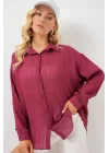 Uzun Oversize Gömlek 20320 - Bordo