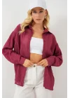 Uzun Oversize Gömlek 20320 - Bordo