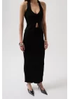 V Detay Dokulu Crop Bluz