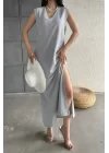 V Yaka Cepli Elbise