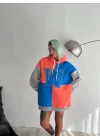 W Nakış İşlemeli Kapüşonlu Sweatshirt - Mavi